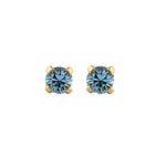 Load image into Gallery viewer, 3MM March Aquamarine Birthstone 24K Pure Gold Plated Ear Studs For Kids
