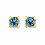 Load image into Gallery viewer, 3MM March Aquamarine Birthstone 24K Pure Gold Plated Ear Studs For Kids