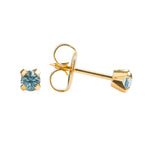 Load image into Gallery viewer, 3MM March Aquamarine Birthstone 24K Pure Gold Plated Ear Studs For Kids
