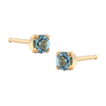 Load image into Gallery viewer, 3MM March Aquamarine Birthstone 24K Pure Gold Plated Ear Studs For Kids
