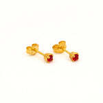 Load image into Gallery viewer, 3MM -July Ruby Birthstone 24K Pure Gold Plated Ear Studs For Kids
