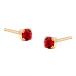 Load image into Gallery viewer, 3MM -July Ruby Birthstone 24K Pure Gold Plated Ear Studs For Kids
