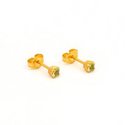 3MM Ð August Peridot Birthstone 24K Pure Gold Plated  Ear Studs For Kids