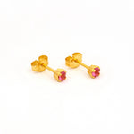Load image into Gallery viewer, 3MM Ð October Rose Birthstone 24K Pure Gold Plated Ear Studs For Kids
