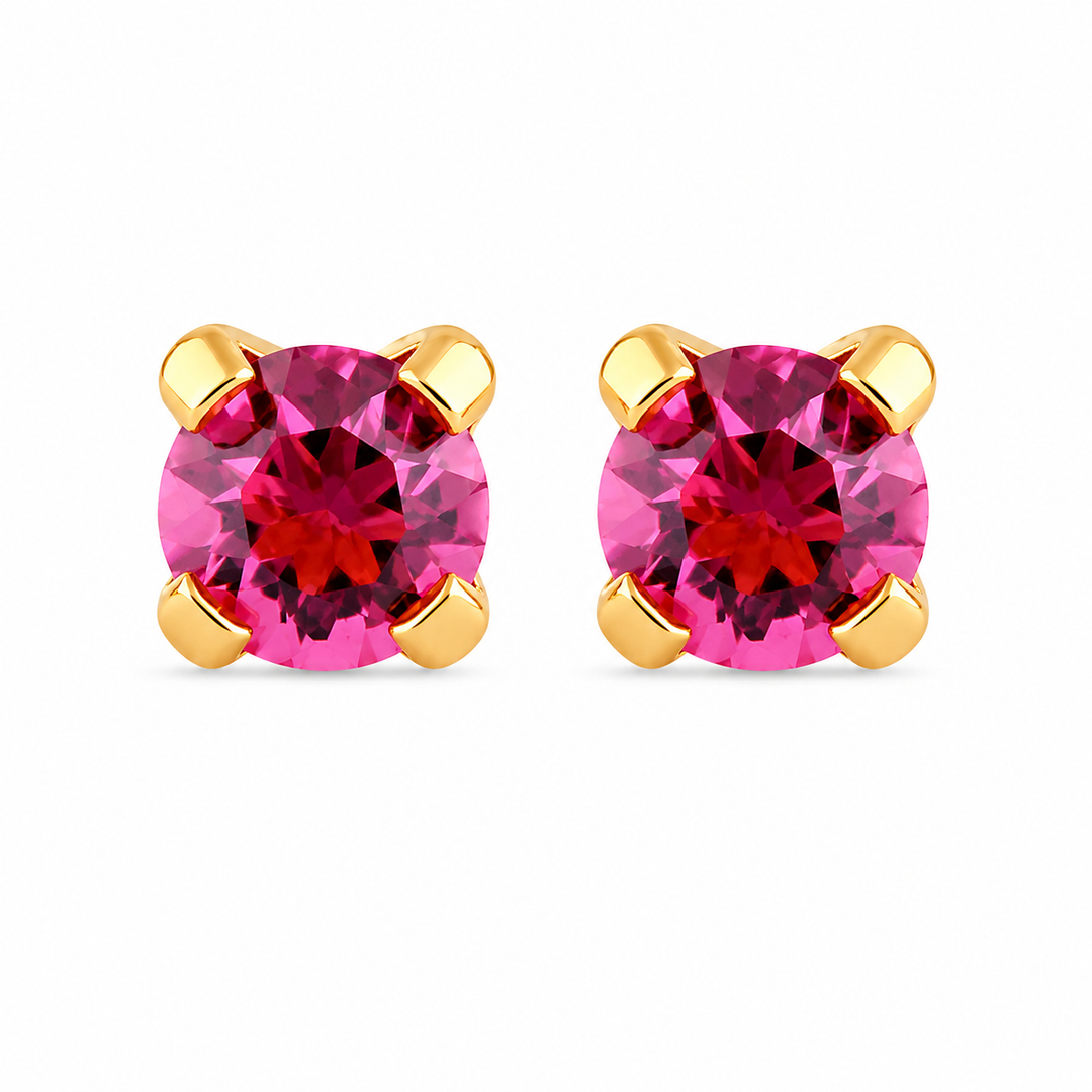 3MM Ð October Rose Birthstone 24K Pure Gold Plated Ear Studs For Kids