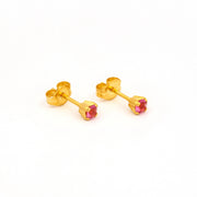3MM Ð October Rose Birthstone 24K Pure Gold Plated Ear Studs For Kids