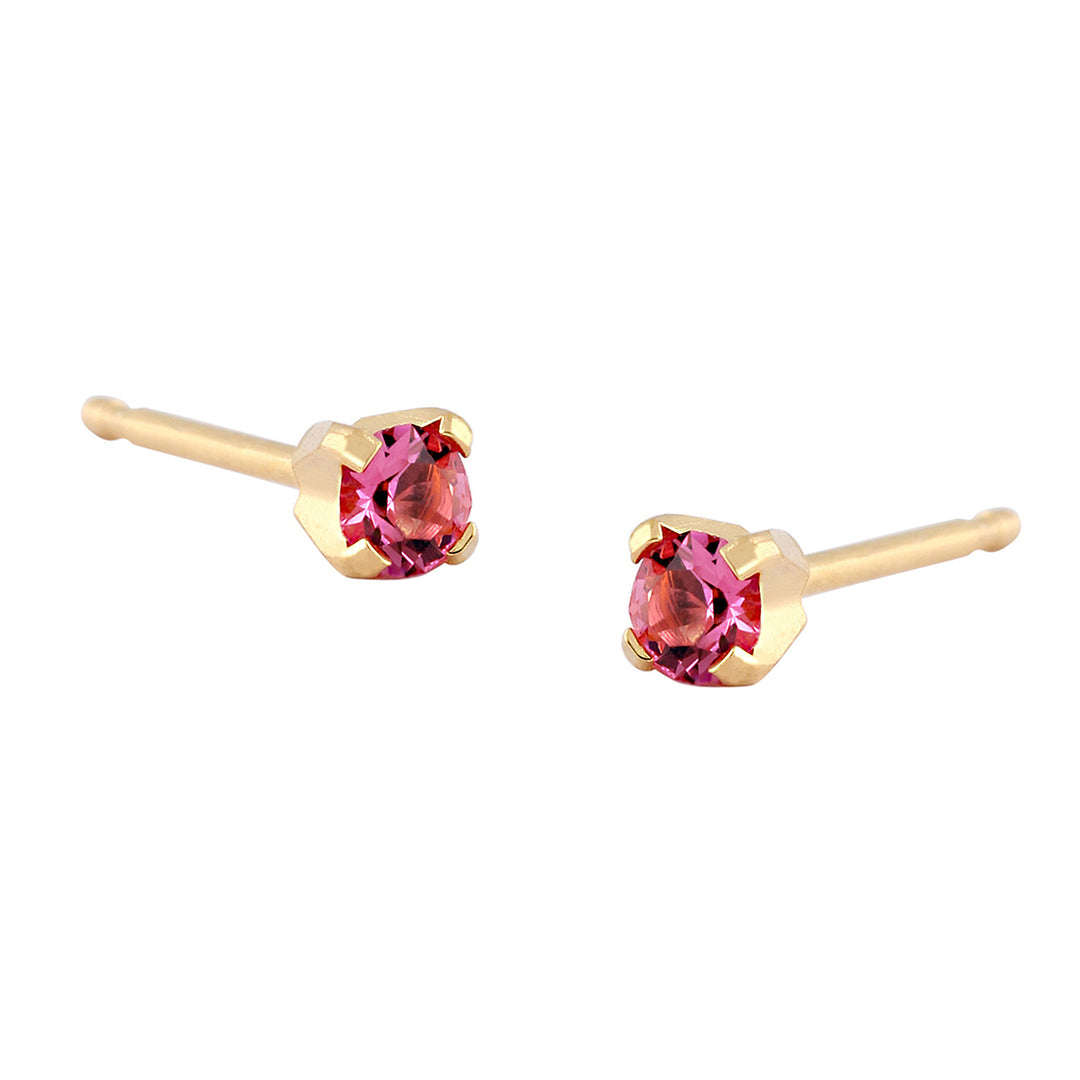 3MM Ð October Rose Birthstone 24K Pure Gold Plated Ear Studs For Kids