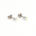Load image into Gallery viewer, 4MM Ab/Rainbow Crystal Ball Allergy-free Stainless Steel Ear Studs For Kids
