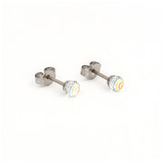 4MM Ab/Rainbow Crystal Ball Allergy-free Stainless Steel Ear Studs For Kids