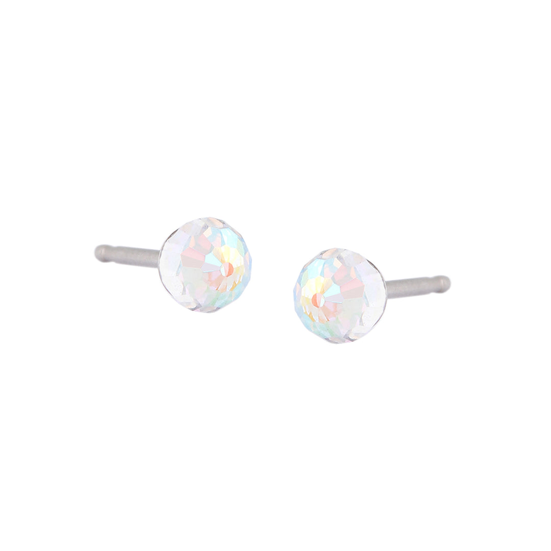 4MM Ab/Rainbow Crystal Ball Allergy-free Stainless Steel Ear Studs For Kids