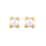 Load image into Gallery viewer, 3MM White Pearl 24K Pure Gold Plated Ear Studs For Kids
