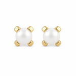 Load image into Gallery viewer, 4MM White Pearl 24K Pure Gold Plated Ear Studs For Kids