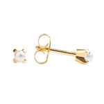 Load image into Gallery viewer, 3MM White Pearl 24K Pure Gold Plated Ear Studs For Kids

