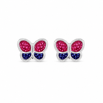 Load image into Gallery viewer, Butterfly Glitter Pink/ Turquoise Allergy-free Stainless Steel Ear Stud For Kids