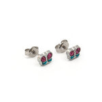 Load image into Gallery viewer, Butterfly Glitter Pink/ Turquoise Allergy-free Stainless Steel Ear Stud For Kids
