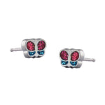Load image into Gallery viewer, Butterfly Glitter Pink/ Turquoise Allergy-free Stainless Steel Ear Stud For Kids
