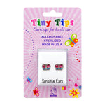 Load image into Gallery viewer, Butterfly Glitter Pink/ Turquoise Allergy-free Stainless Steel Ear Stud For Kids
