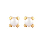 Load image into Gallery viewer, 4MM White Pearl 24K Pure Gold Plated Ear Studs For Kids
