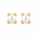 Load image into Gallery viewer, 3MM White Pearl 24K Pure Gold Plated Ear Studs For Kids