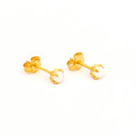 Load image into Gallery viewer, 4MM White Pearl 24K Pure Gold Plated Ear Studs For Kids
