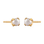 Load image into Gallery viewer, 4MM White Pearl 24K Pure Gold Plated Ear Studs For Kids
