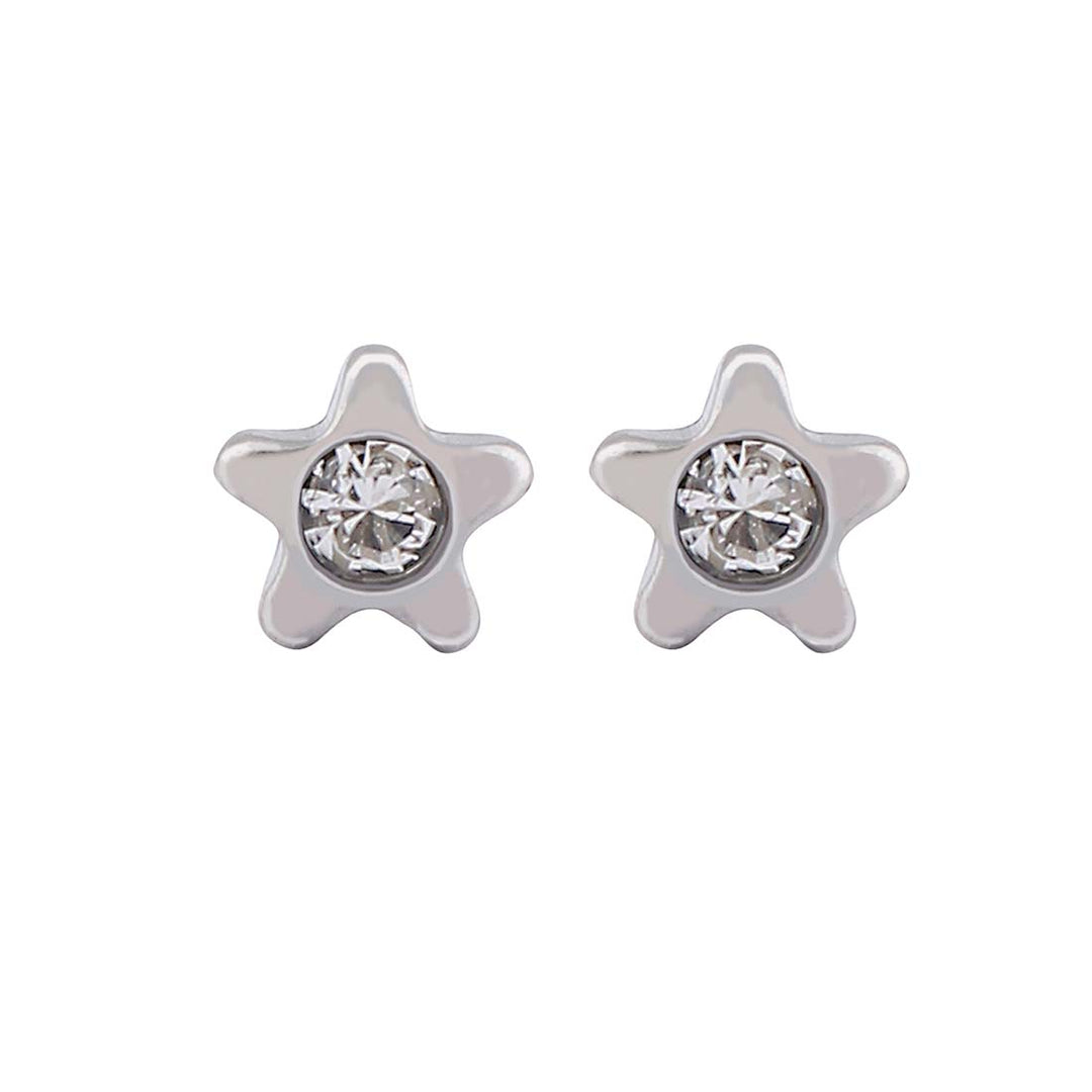 4MM Starlite April Crystal Allergy-free Stainless Steel Ear Studs For Kids