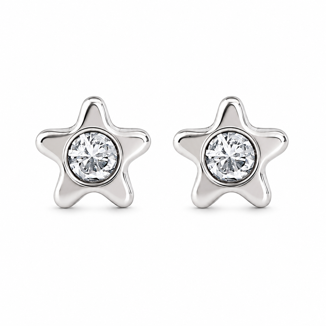 4MM Starlite April Crystal Allergy-free Stainless Steel Ear Studs For Kids