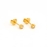 Load image into Gallery viewer, 4MM Starlite April Crystal 24K Pure Gold Plated Ear Studs For Kids

