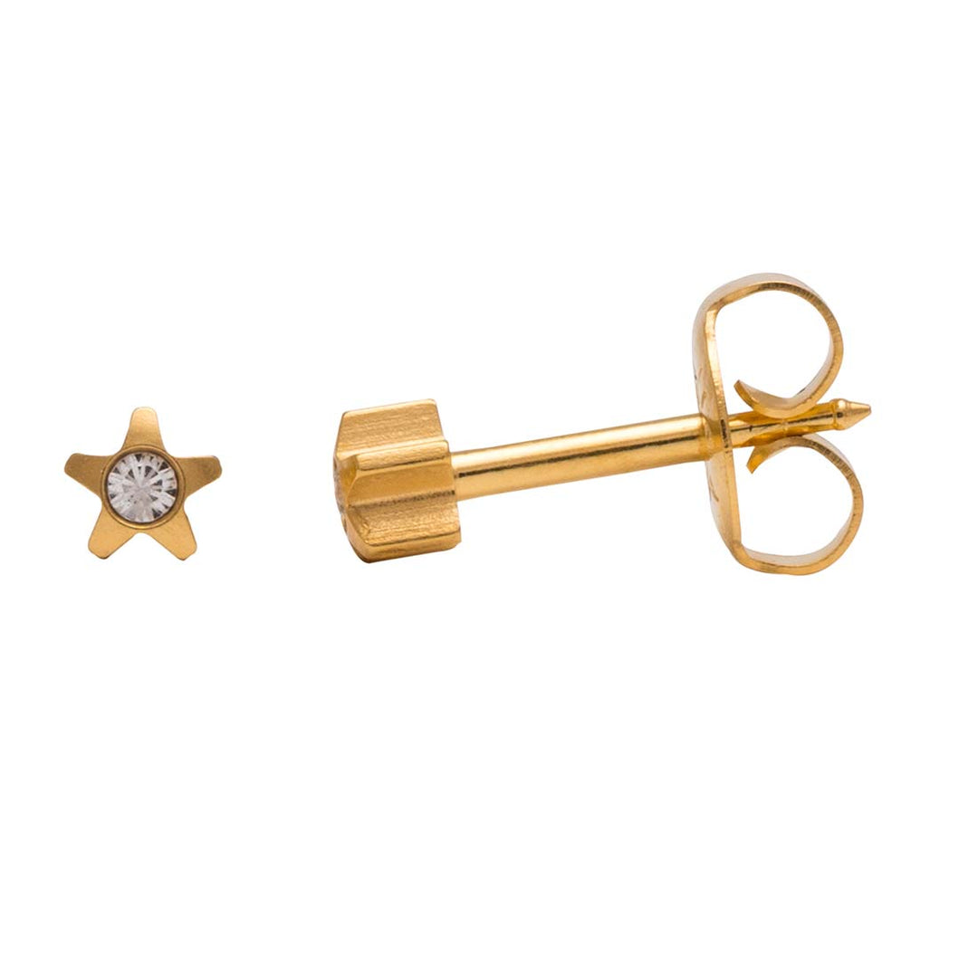 4MM Starlite April Crystal 24K Pure Gold Plated Ear Studs For Kids