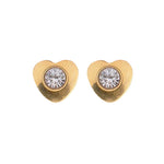 Load image into Gallery viewer, 4MM Heartlite April Crystal 24K Pure Gold Plated Ear Studs For Kids
