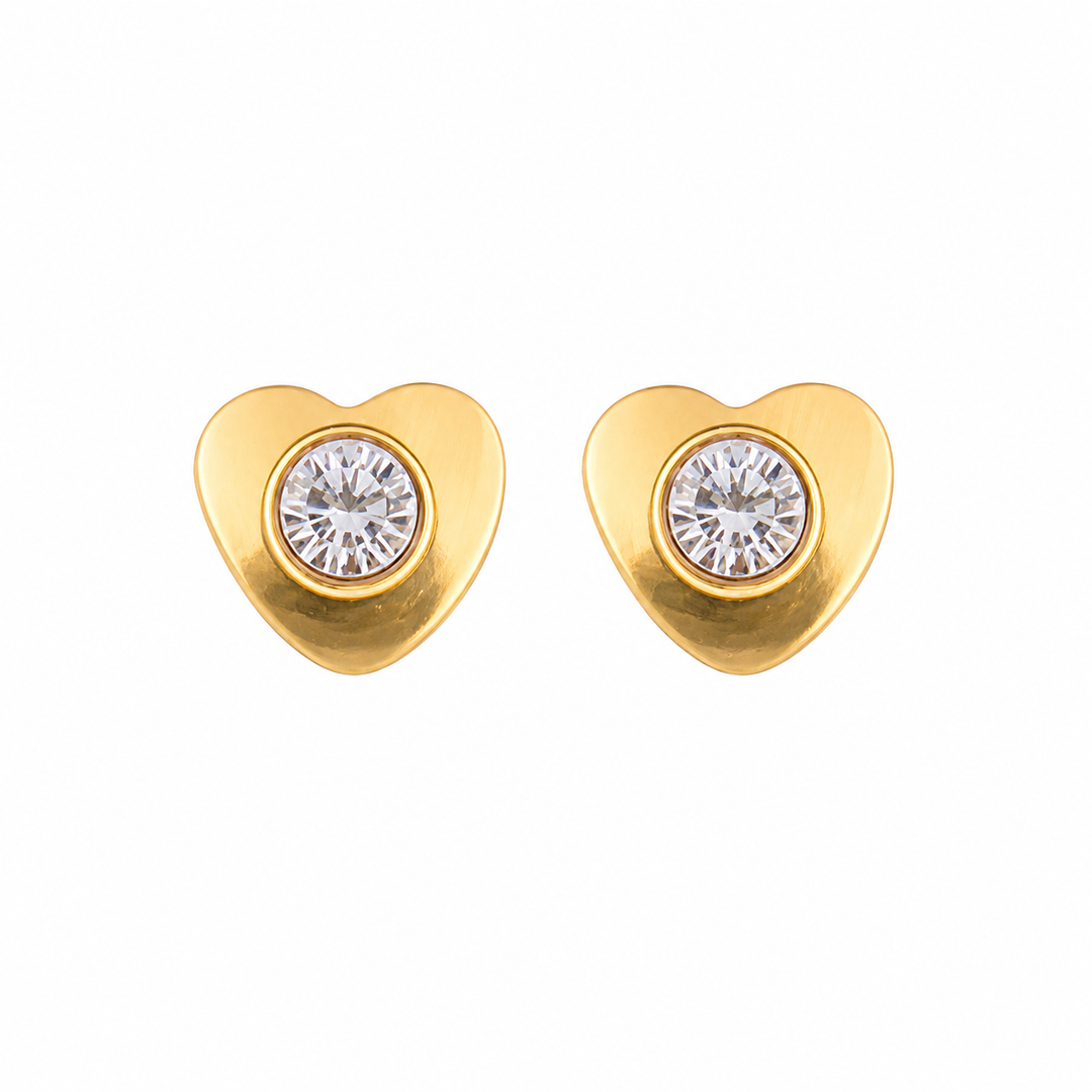 4MM Heartlite April Crystal 24K Pure Gold Plated Ear Studs For Kids