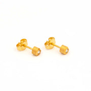 4MM Heartlite April Crystal 24K Pure Gold Plated Ear Studs For Kids