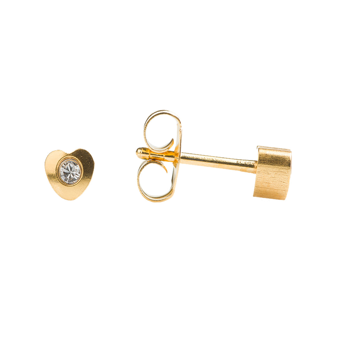 4MM Heartlite April Crystal 24K Pure Gold Plated Ear Studs For Kids
