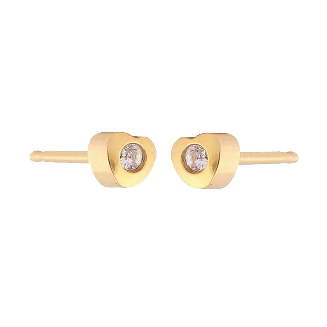 4MM Heartlite April Crystal 24K Pure Gold Plated Ear Studs For Kids