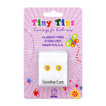Load image into Gallery viewer, 4MM Heartlite April Crystal 24K Pure Gold Plated Ear Studs For Kids
