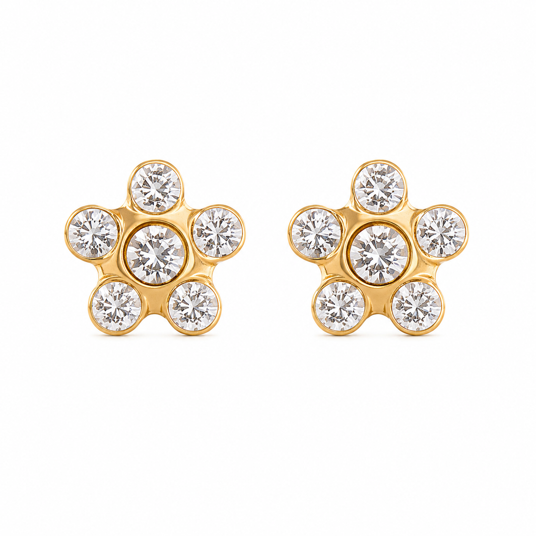 Daisy April Crystal 24K Pure Gold Plated Ear Studs For Kids