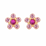Load image into Gallery viewer, Daisy Light Rose Ð Fuchsia 24K Pure Gold Plated Ear Studs For Kids