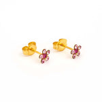 Load image into Gallery viewer, Daisy Light Rose Ð Fuchsia 24K Pure Gold Plated Ear Studs For Kids

