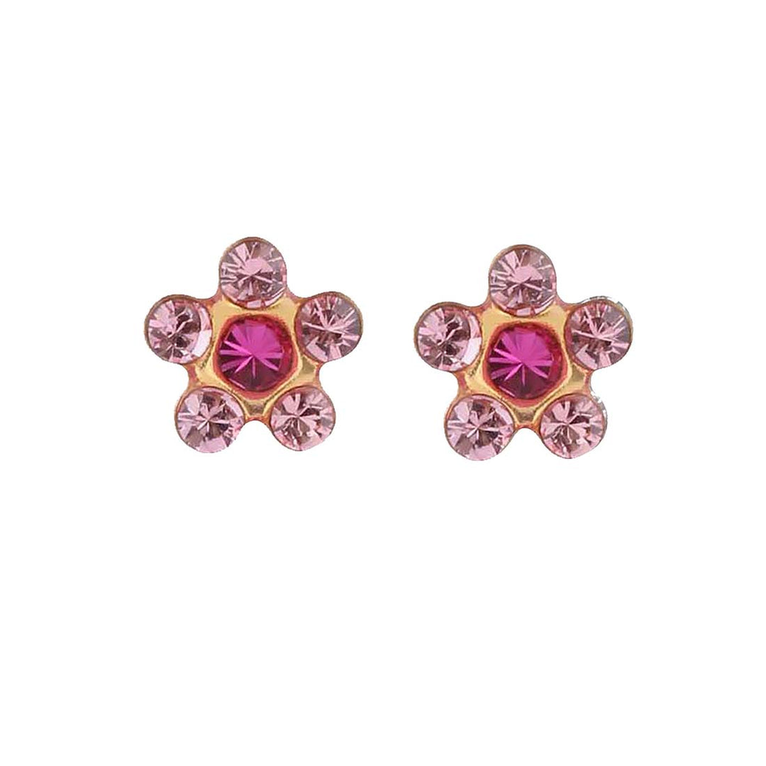 Daisy Light Rose Ð Fuchsia 24K Pure Gold Plated Ear Studs For Kids