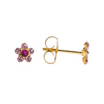 Load image into Gallery viewer, Daisy Light Rose Ð Fuchsia 24K Pure Gold Plated Ear Studs For Kids
