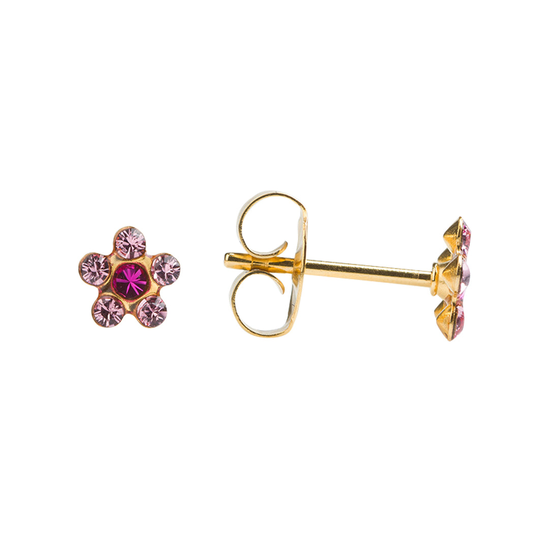 Daisy Light Rose Ð Fuchsia 24K Pure Gold Plated Ear Studs For Kids
