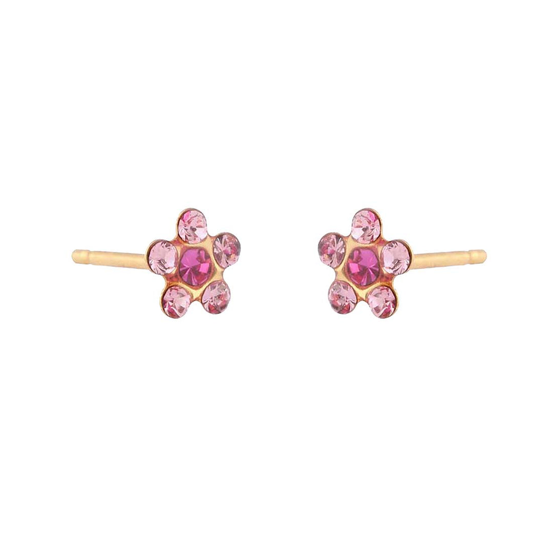 Daisy Light Rose Ð Fuchsia 24K Pure Gold Plated Ear Studs For Kids