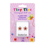 Load image into Gallery viewer, Daisy Light Rose Ð Fuchsia 24K Pure Gold Plated Ear Studs For Kids
