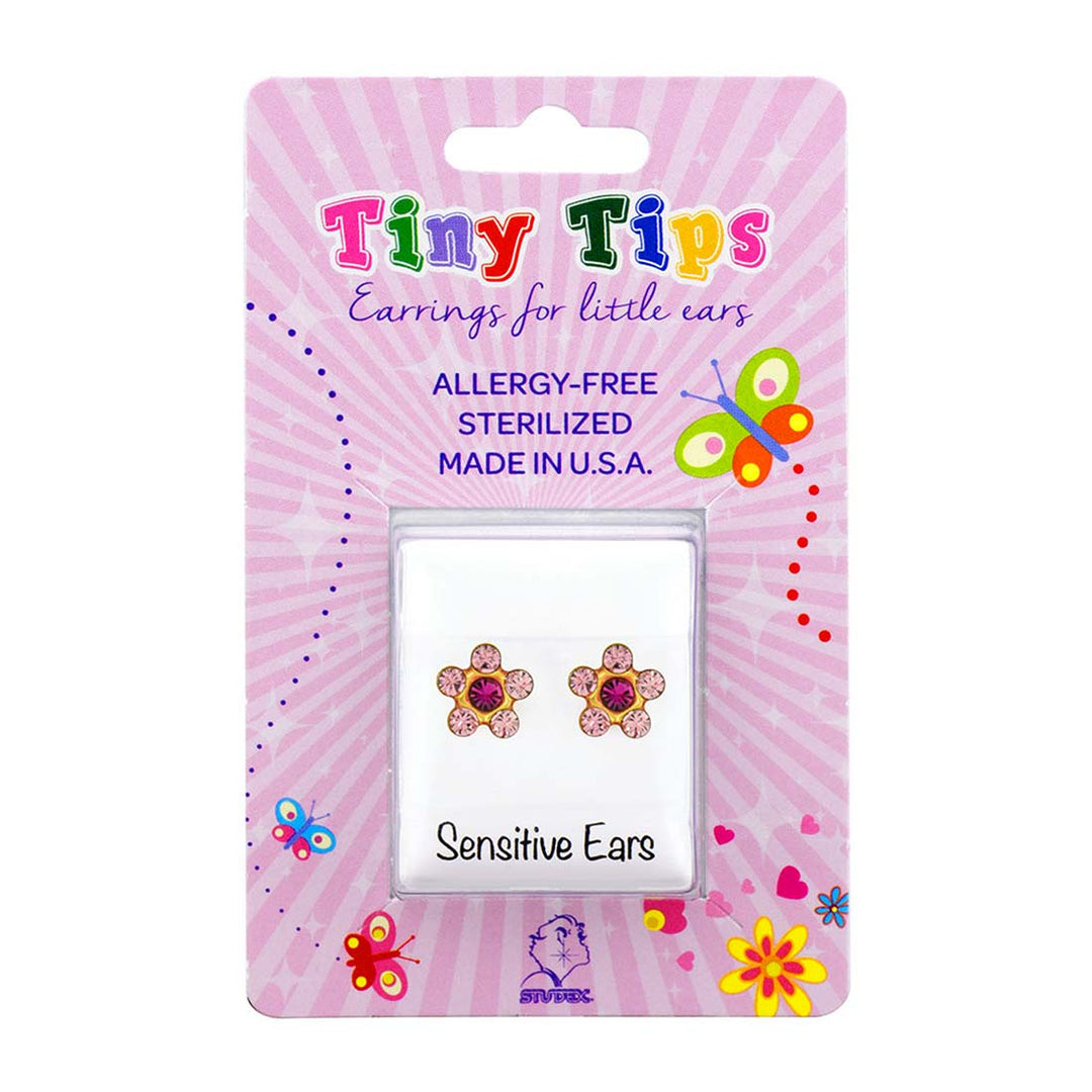 Daisy Light Rose Ð Fuchsia 24K Pure Gold Plated Ear Studs For Kids