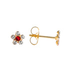 Load image into Gallery viewer, Daisy April Crystal -July Ruby 24K Pure Gold Plated Ear Studs For Kids
