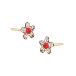 Load image into Gallery viewer, Daisy April Crystal -July Ruby 24K Pure Gold Plated Ear Studs For Kids
