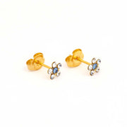 Daisy April Crystal- September Sapphire 24K Pure Gold Plated Ear Studs For Kids