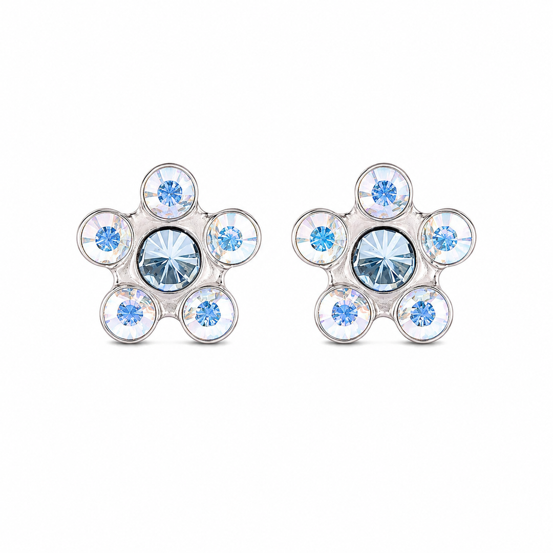 Daisy Ab Crystal-March Aquamarine Allergy-free Stainless Steel Ear Studs For Kids