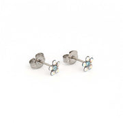 Daisy Ab Crystal-March Aquamarine Allergy-free Stainless Steel Ear Studs For Kids