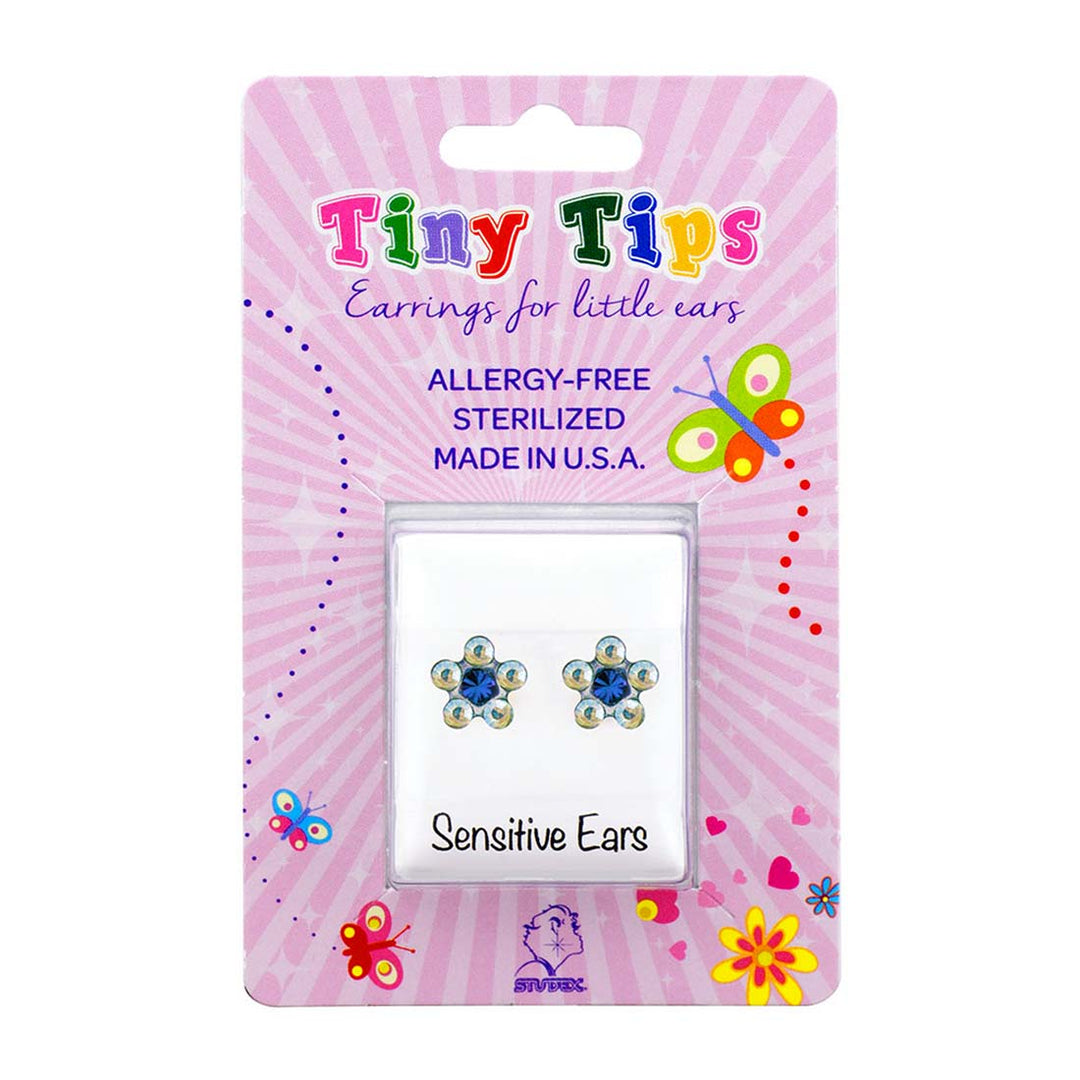 Daisy Ab Crystal-March Aquamarine Allergy-free Stainless Steel Ear Studs For Kids